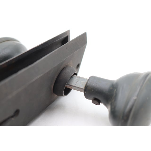 Traditional Vintage Classic Black Steel Oval Door Knob Set For Sale - Image 3 of 5
