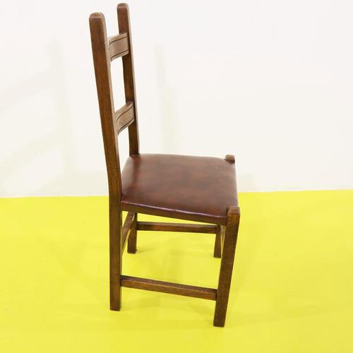 Wooden Chair with Brown Seat and Reinforced Crossbars For Sale - Image 6 of 9