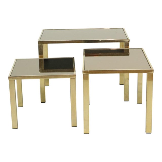 Mid-Century Modern Hollywood Regency Nesting Tables from Belgo Chrome, 1970s, Set of 3 For Sale - Image 3 of 16