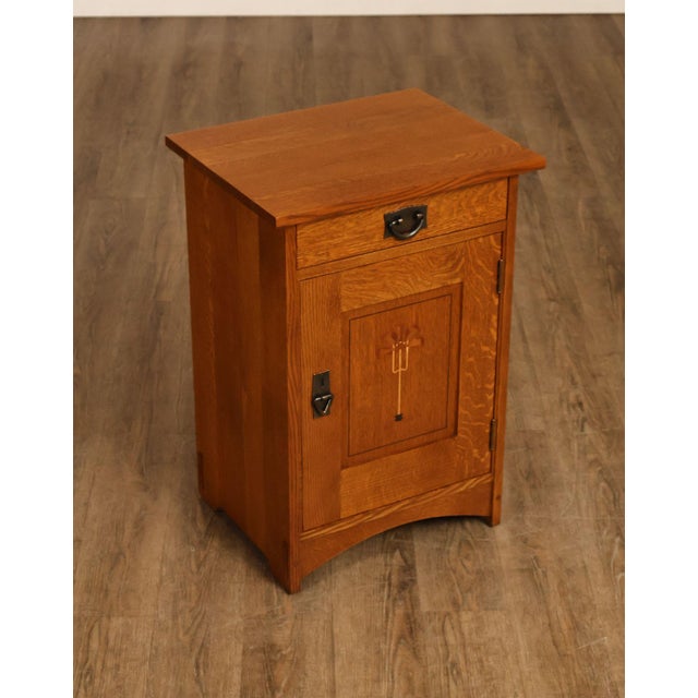 Mission Stickley Mission Oak Harvey Ellis Inlaid Nightstand For Sale - Image 3 of 18