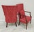 American Hickory Chair James River Fisk Federal Style Mahogany Lolling Armchairs in Raspberry Rose Silk Damask - Pair For Sale - Image 3 of 8