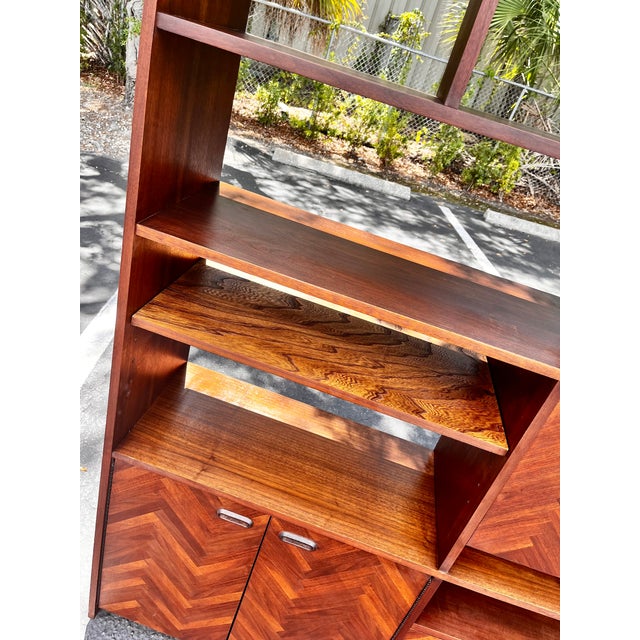 Mid Century Danish Modern Herringbone Room Divider or Dry Bar For Sale - Image 12 of 18