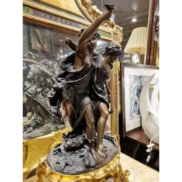 Large Gilded Bronze Clock by Clodion, 19th Century For Sale - Image 12 of 13