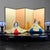 Charming Japanese Hina Ningyō set with an imperial couple, made in fine ceramic and presented on a black display platform...