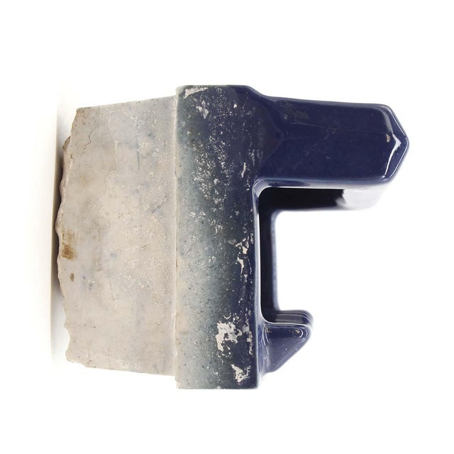 Mid 20th Century Vintage Navy Blue Ceramic Recessed Soap Dish For Sale - Image 5 of 11