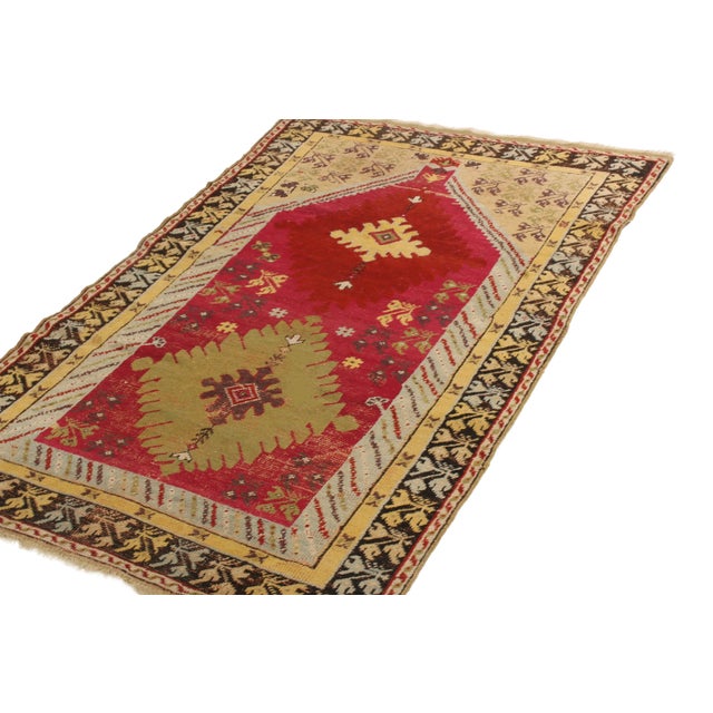 Traditional Antique Kirsehir Traditional Red and Beige Wool Rug For Sale - Image 3 of 6