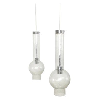 Handblown Tubular Hanging Lights attributed to Staff, Germany, 1970s, Set of 2 For Sale