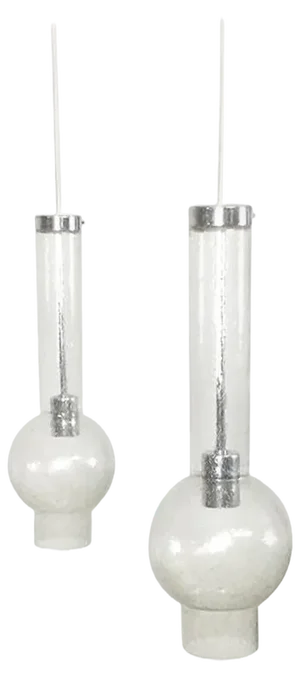 Handblown Tubular Hanging Lights attributed to Staff, Germany, 1970s, Set of 2