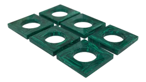 Square Malachite Napkin Rings - Set of 6