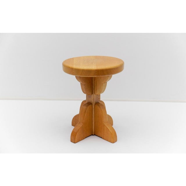 1960s Mid-Century Modern Handmade Beech Stool, France, 1960s For Sale - Image 5 of 14