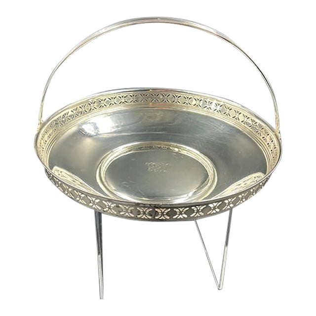 Tiffany & Co. Mid 20th Century Sterling Silver Brides Basket With Handle For Sale