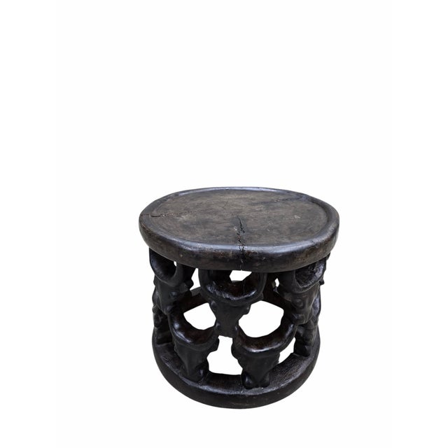 Wood Vintage Tribal Carved African Hardwood Stool/Side Table For Sale - Image 7 of 7