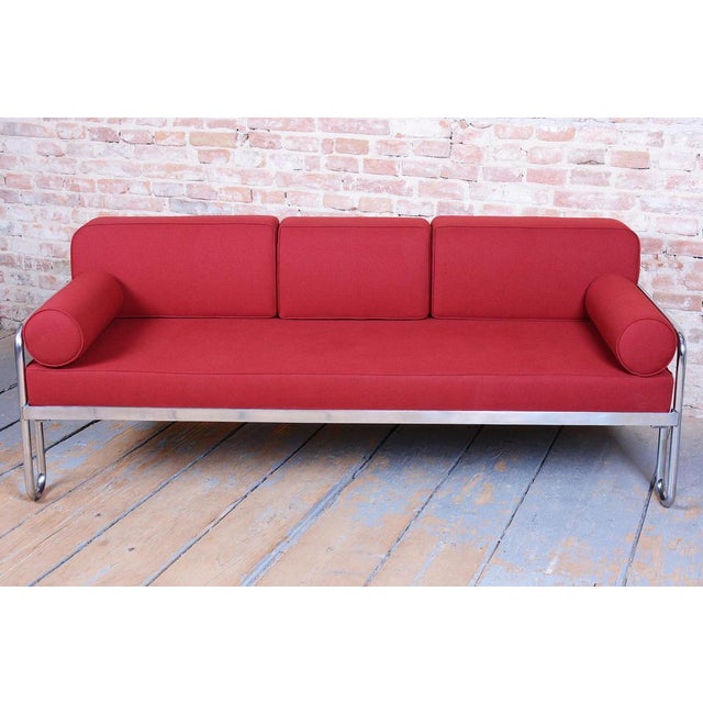 Bauhaus Bauhaus Sofa in Chrome and Upholstery by Hynek Gottwald, Czech, 1930s For Sale - Image 3 of 18