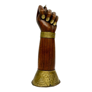Vintage Wood and Brass Figa Fist Sculpture