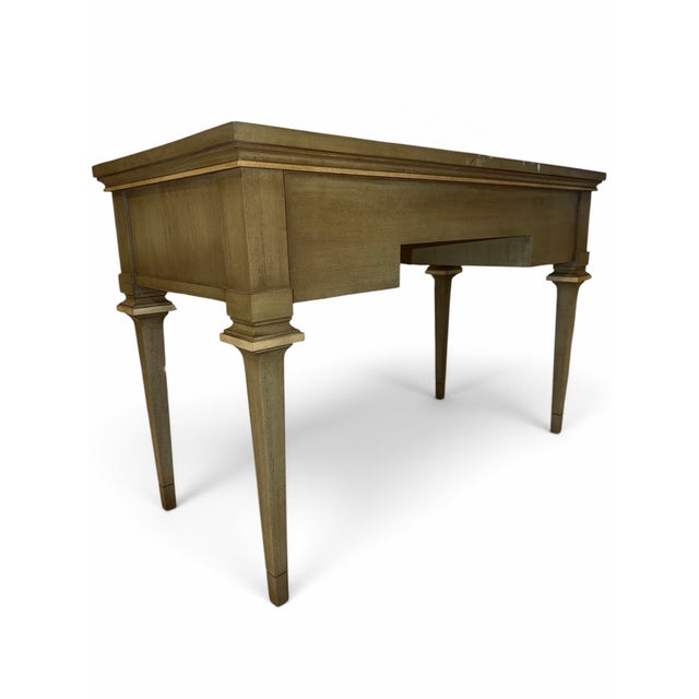 Vintage Neoclassical Sage Green 3-Drawer Writing Desk by White Fine Furniture Co. For Sale In West Palm - Image 6 of 9