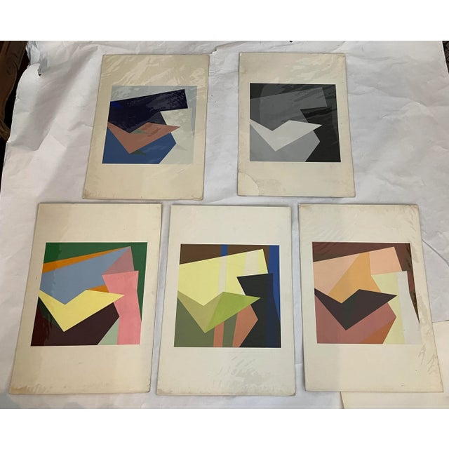 Pink Set of 5 1988 Abstract Silkscreen Studies by Gidon Ben Dor For Sale - Image 8 of 8