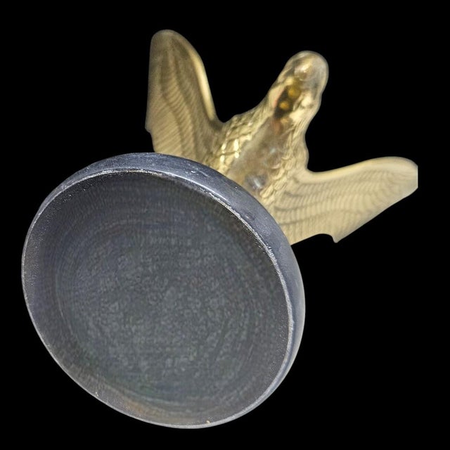 Metal Vintage Brass Eagle on Marble Base 9.5" Patriotic Desk Sculpture For Sale - Image 7 of 10