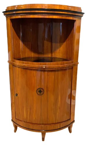 Biedermeier Corner Cabinet, Cherry Veneer, Ebony Inlay, South Germany circa 1820