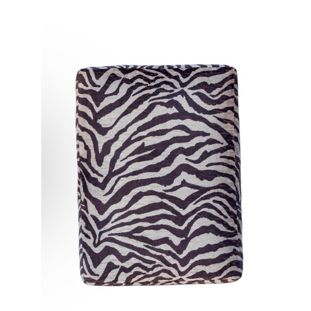 Chestnut Late 20th Century Oversized Rrectangular Ottoman in Clarence House Italian Zebra Velvet For Sale - Image 8 of 8