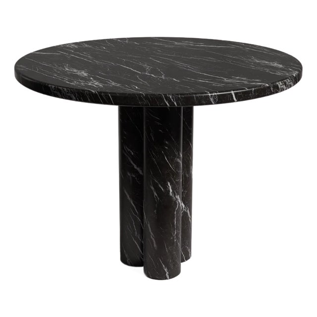 Zade Alexander Black Marble Round Dining Table 35.4" For Sale