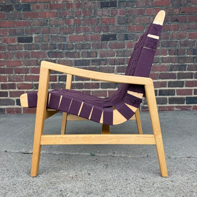 Knoll Jens Risom for Knoll Maroon Strap Lounge Chair For Sale - Image 4 of 12