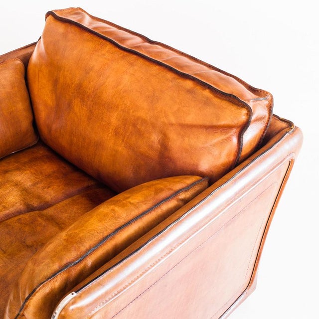 Vintage Sofa and Club Chairs in Camel-Coloured Buffalo Leather from Roche Bobois, France, 1980s, Set of 3 For Sale - Image 16 of 18