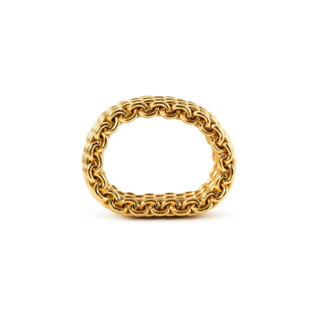 Ladies Tiffany & Co. 18k Yellow Gold Wide Somerset Mesh Band Ring, Size 5.75 For Sale In Houston - Image 6 of 8
