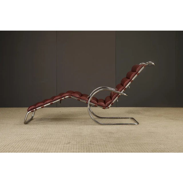 1990s Oxblood Leather Mr Adjustable Chaise Lounge by Mies Van Der Rohe for Knoll Intl For Sale - Image 5 of 11