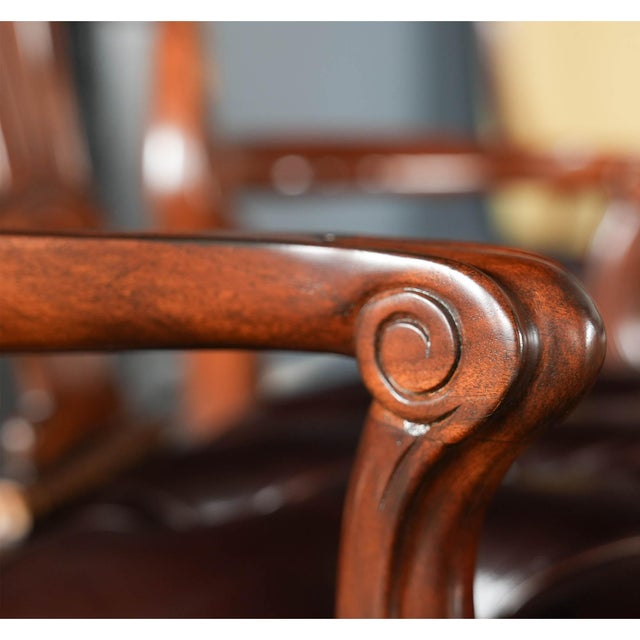 Chippendale 1990s Theodore Alexander Leather Arm Chair For Sale - Image 3 of 12