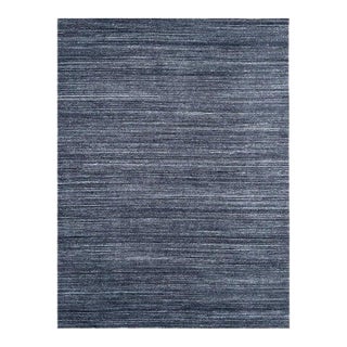 4x6 Gray Hand-Knotted Wool Striated Texture Geometric Modern Carpet Rug For Sale
