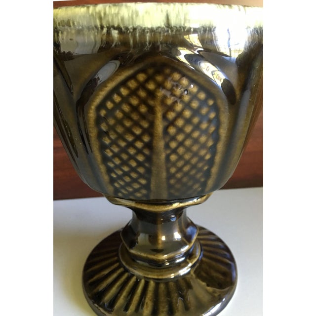 Mint Hull Pottery Brown and Green Glazed Chalice and Footed Pitcher - a Pair For Sale - Image 8 of 13