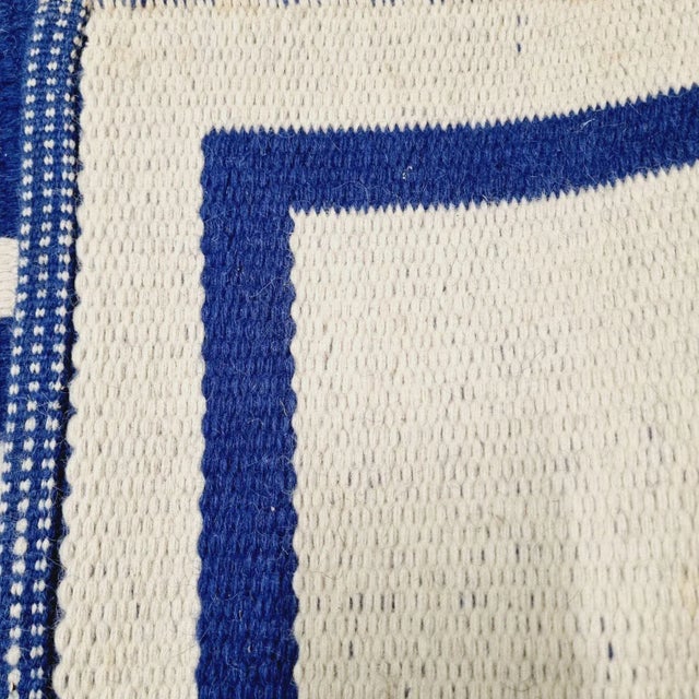 1970s Vintage Double-Weave Plaid Wool Rug, 1970s For Sale - Image 5 of 8