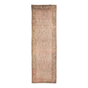1960s Vintage Persian Hamadan Shabby Chic Peach Handmade All-0ver Wool Runner