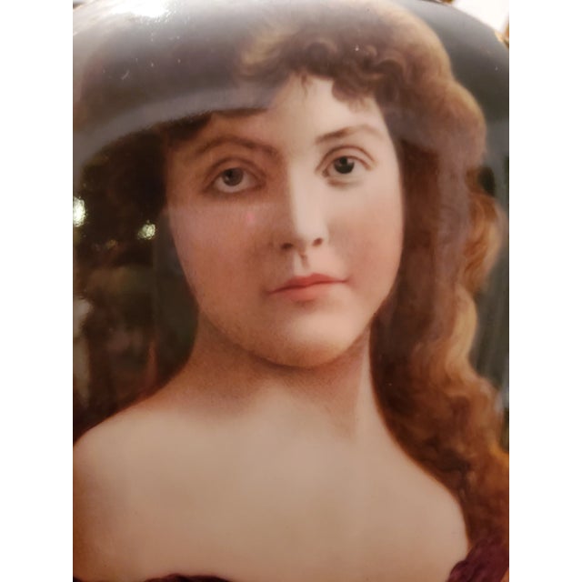 Gold Antique Royal Vienna Gold Painted Palace Urn Girl Portrait For Sale - Image 8 of 12