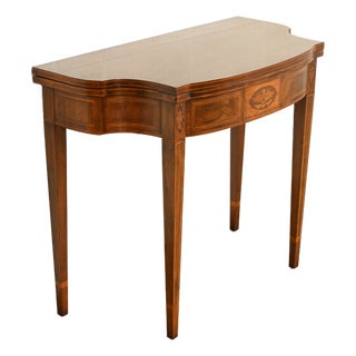 Baker Furniture Federal Inlaid Mahogany Flip-Top Console or Game Table For Sale