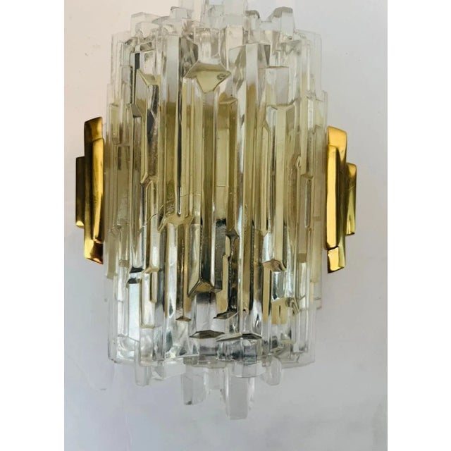 Brass 1970s Hillebrand Ice Crystal Wall Lamps - A Pair For Sale - Image 8 of 11