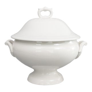 Antique French White Ironstone Lidded Soup Tureen For Sale