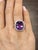 Art Deco 16.00 Ct Vintage Amethyst & Diamond Ring Size 7.5 For Sale - Image 3 of 8