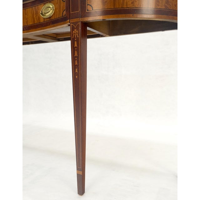 Berkey & Gay Satinwood Very Fine Inlayed Serpentine Front One Drawer Console Sofa Table MINT! For Sale - Image 4 of 16