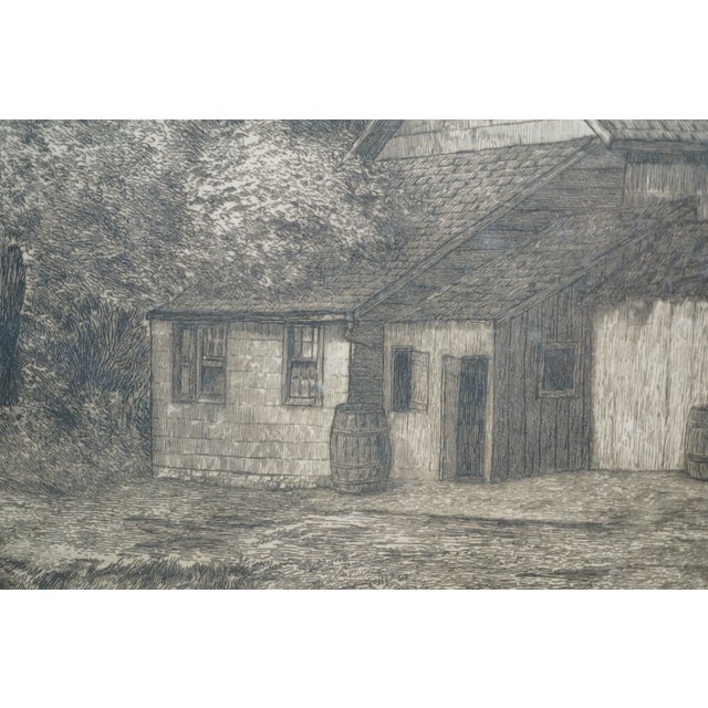 Antique Hc Rost Forked River Landscape Riverscape Cottage Etching 30" For Sale - Image 12 of 13