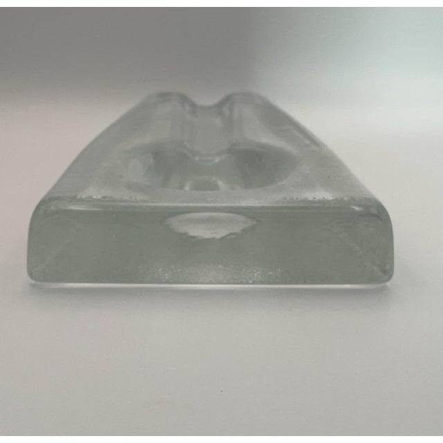 Blenko Heavy Large Mid Century Modern Glass Cigar Ashtray Clear Trinket Dish For Sale - Image 4 of 6