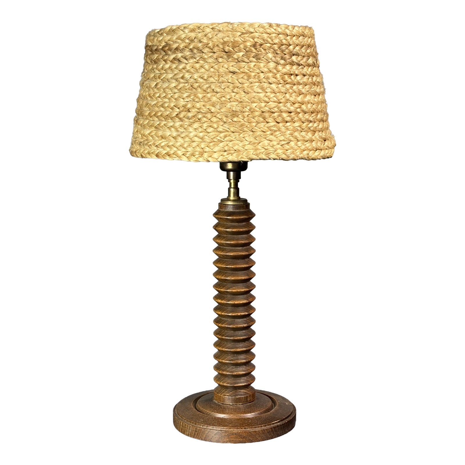 Mid-Century French Brutalist Turned Wood Table Lamp in the Style of ...