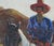 Fred Darge Blue, Red, and Brown Abstract Impressionist Painting of a Cowboy on a Horse, Mid-20th Century For Sale - Image 10 of 10