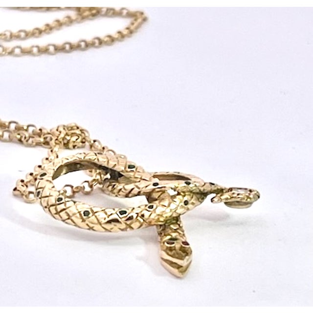 Mid-Century Modern 1960s Snake Pendant on 18k Gold Chain For Sale - Image 3 of 9