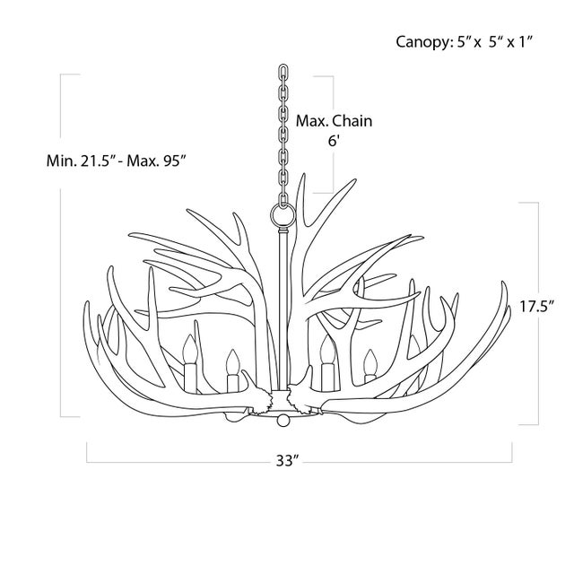 Regina Andrew Antler Chandelier in Ambered Silver Leaf For Sale In Detroit - Image 6 of 7