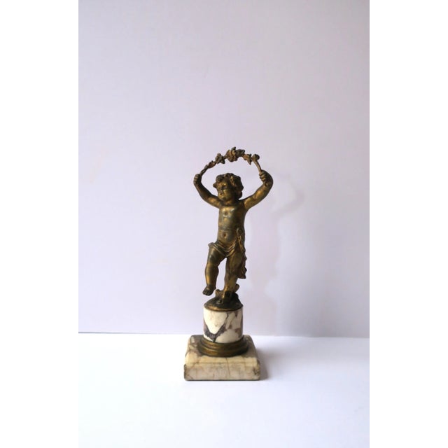 Bronze French Gold Gilt Bronze and Marble Male Sculpture, 19th C France For Sale - Image 8 of 12