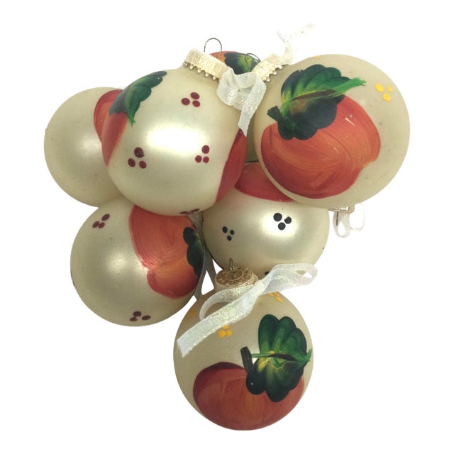 Vintage Hand Painted Glass Christmas Tree Ornaments - Set of 8 For Sale