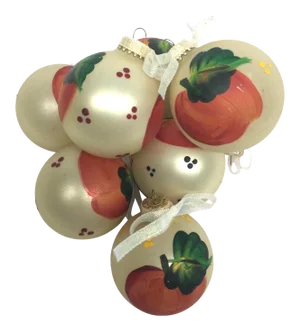 Vintage Hand Painted Glass Christmas Tree Ornaments - Set of 8