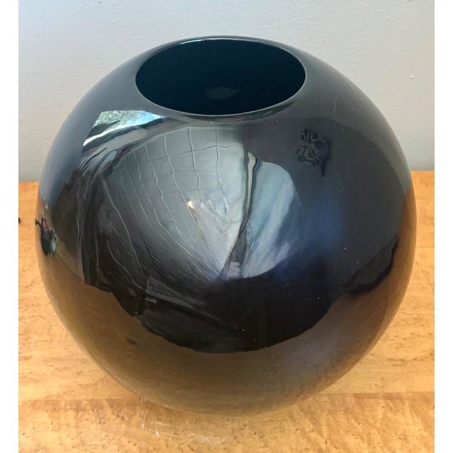 Vintage Black Ceramic Sphere Vase For Sale - Image 17 of 18