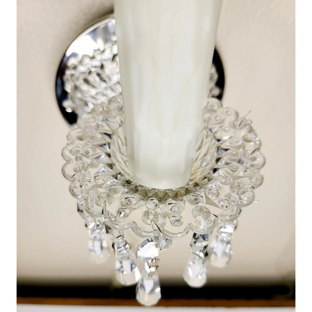 1950s Crystal Sconces With Pleated Shades - a Pair For Sale - Image 4 of 7